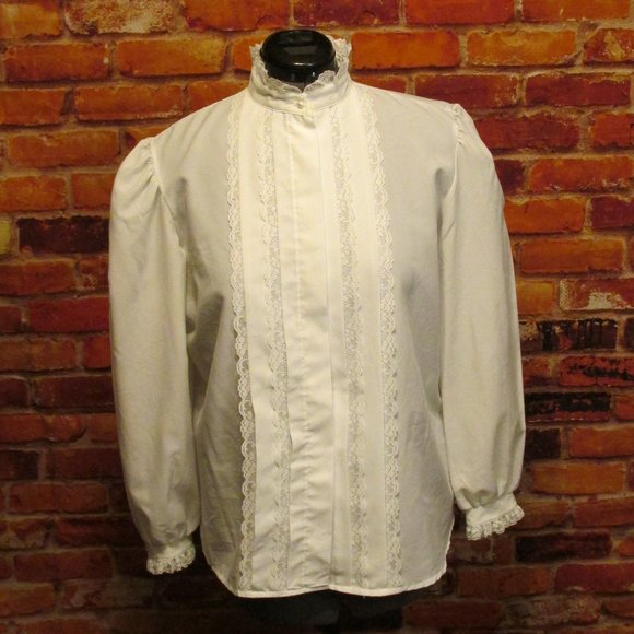 Alicia Tops - 1980's Ruffle Edwardian Style Blouse